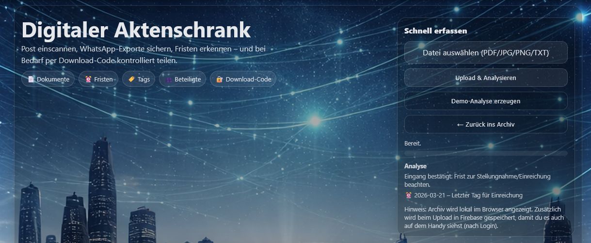 DigitalAkten Upload und Analyse
