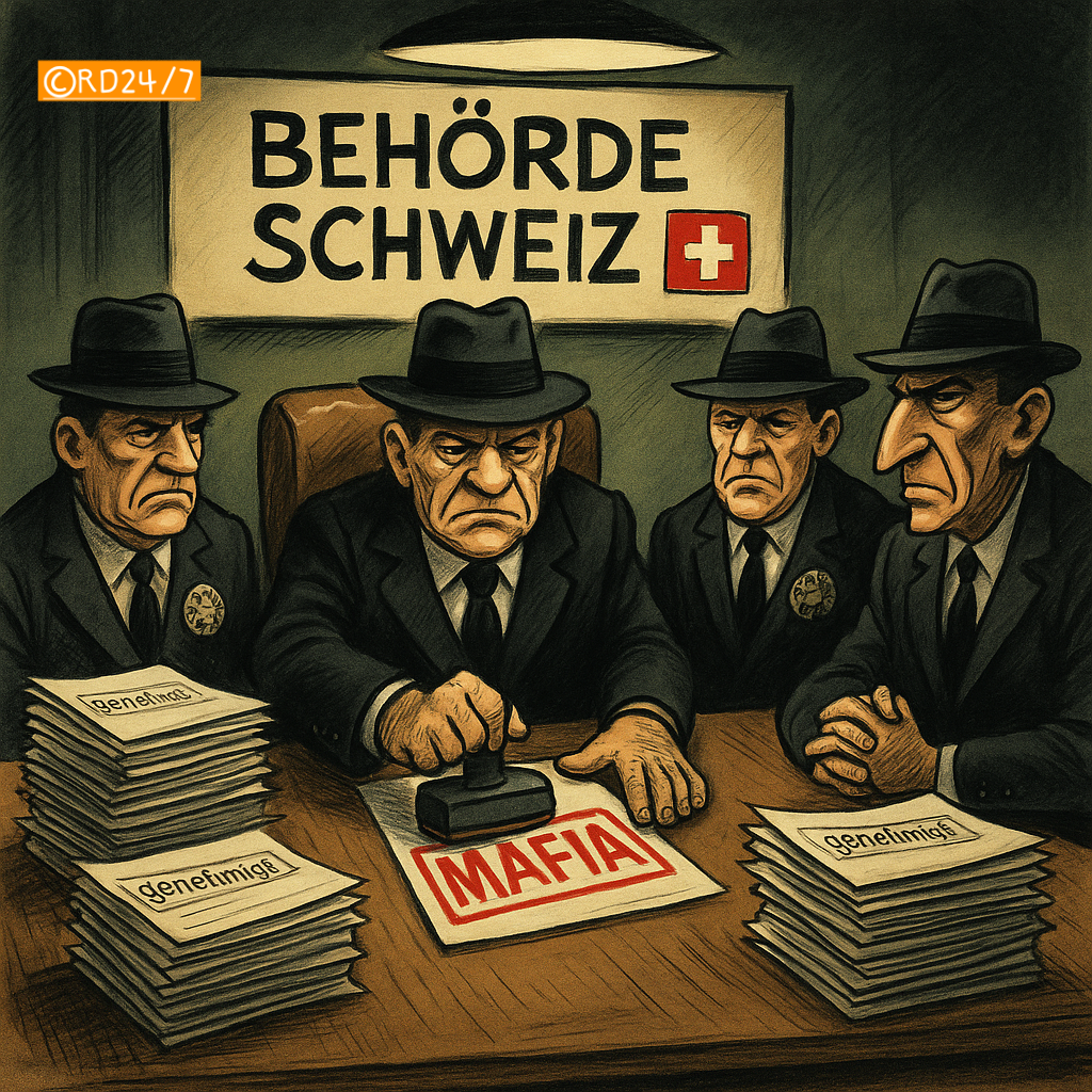 Karikatur: Behörden Schweiz – Käskopf-Kabinett